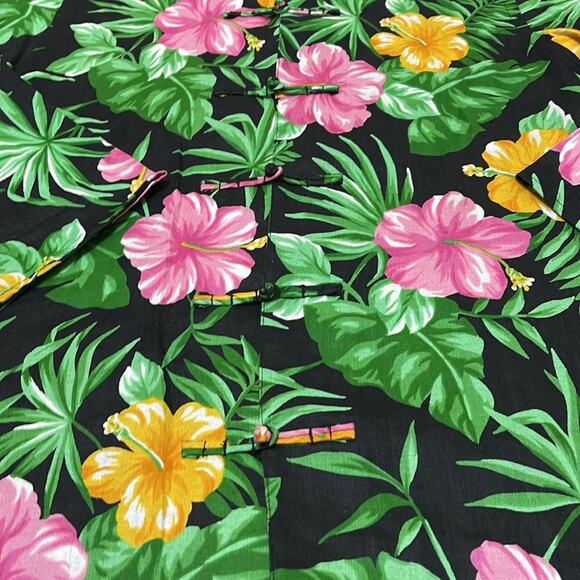 Lauren Ralph Lauren 100% Linen Tropical Sleeveless Frog Button Shirt Size Small - Picture 4 of 6